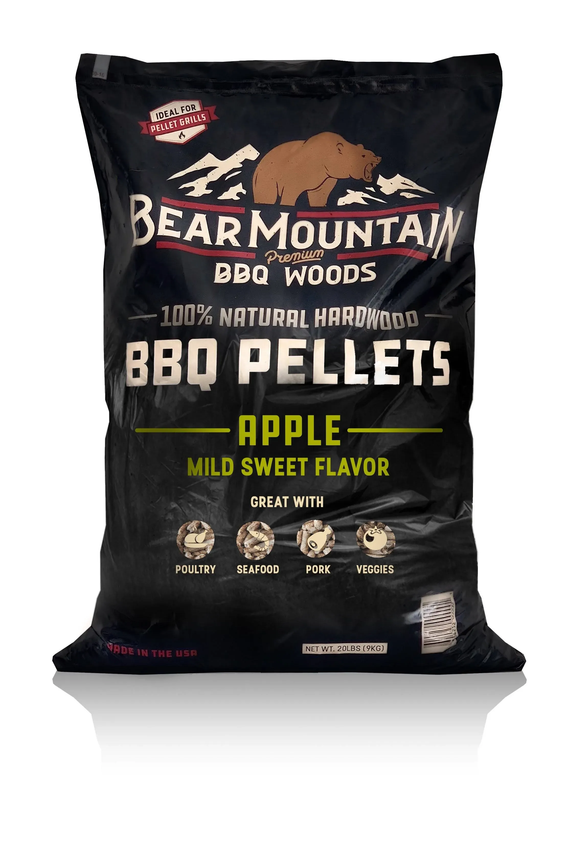 Bear Mountain Apple BBQ Wood Pellets, 20-lbs