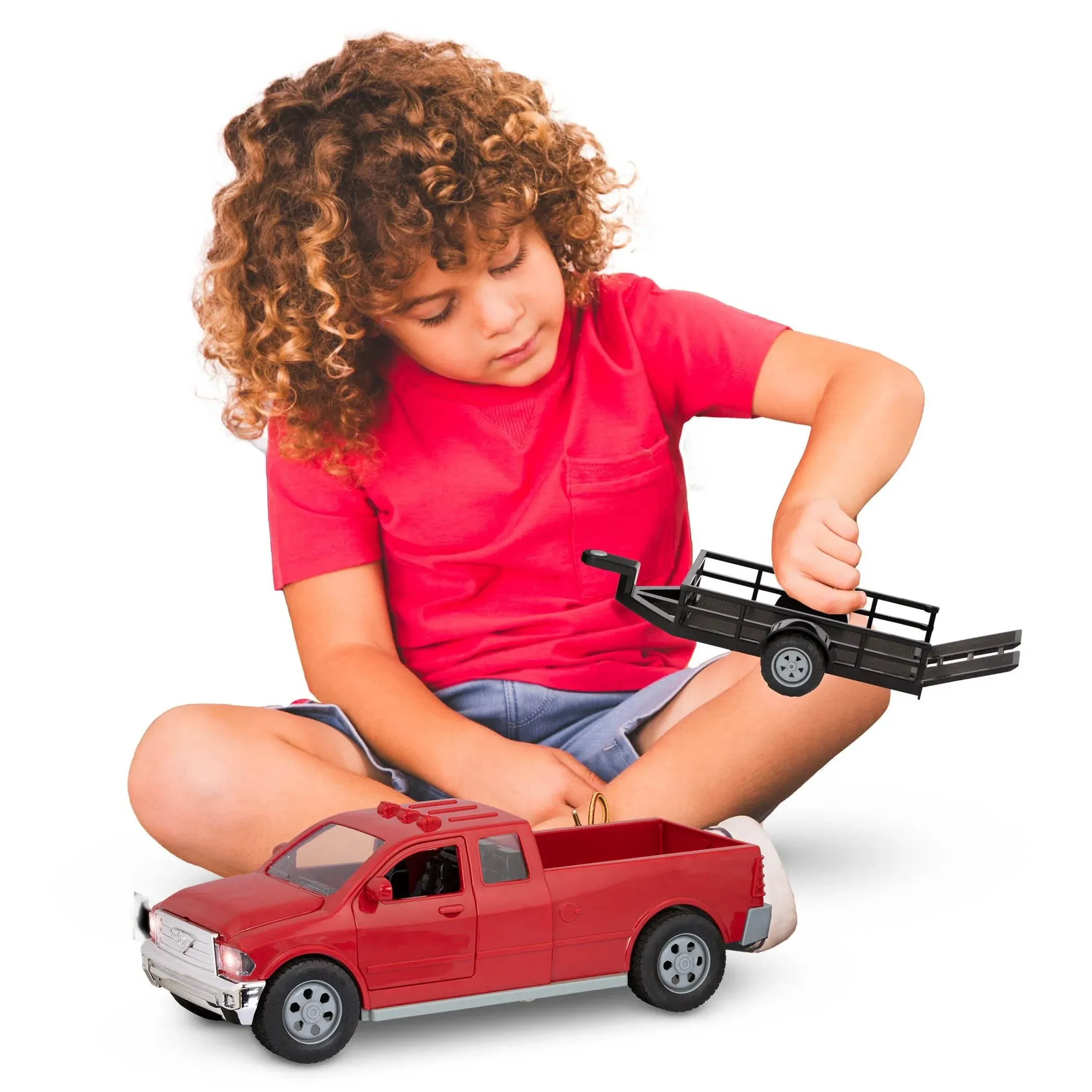 Driven by Battat - Midrange 116 Scale - Red Toy Pick-Up Truck for Kids - Toy Pickup - Lights & Sounds - Movable Parts - 3 Years