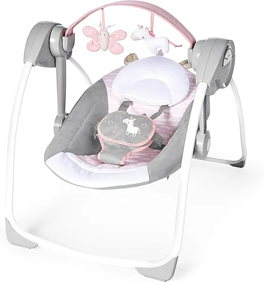 Ingenuity Comfort 2 Go Flora The Unicorn Portable Swing