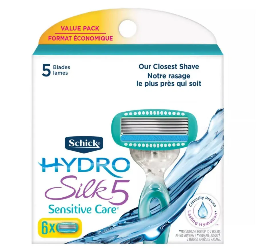 Schick Hydro Silk Moisturizing Razor Blade Refills for Women with Shower Hanger, 4 Count