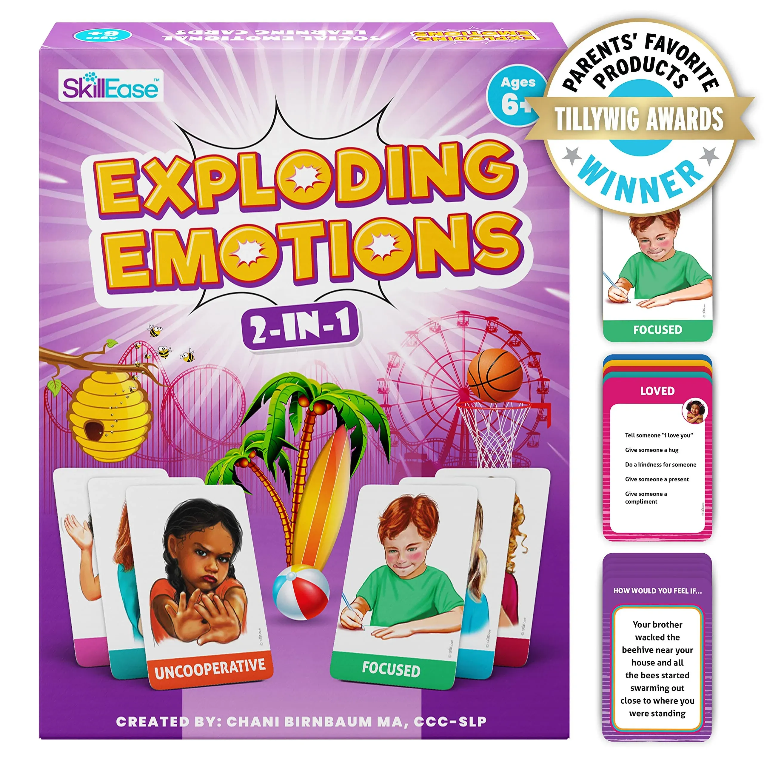 Exploding Emotions Flashcards and Game: 2 in 1, Hilarious Family Fun Game, Social Emotional Learning, Emotion and Feeling Cards for Kids, Teaches Social Skills, Autism Game for Therapy