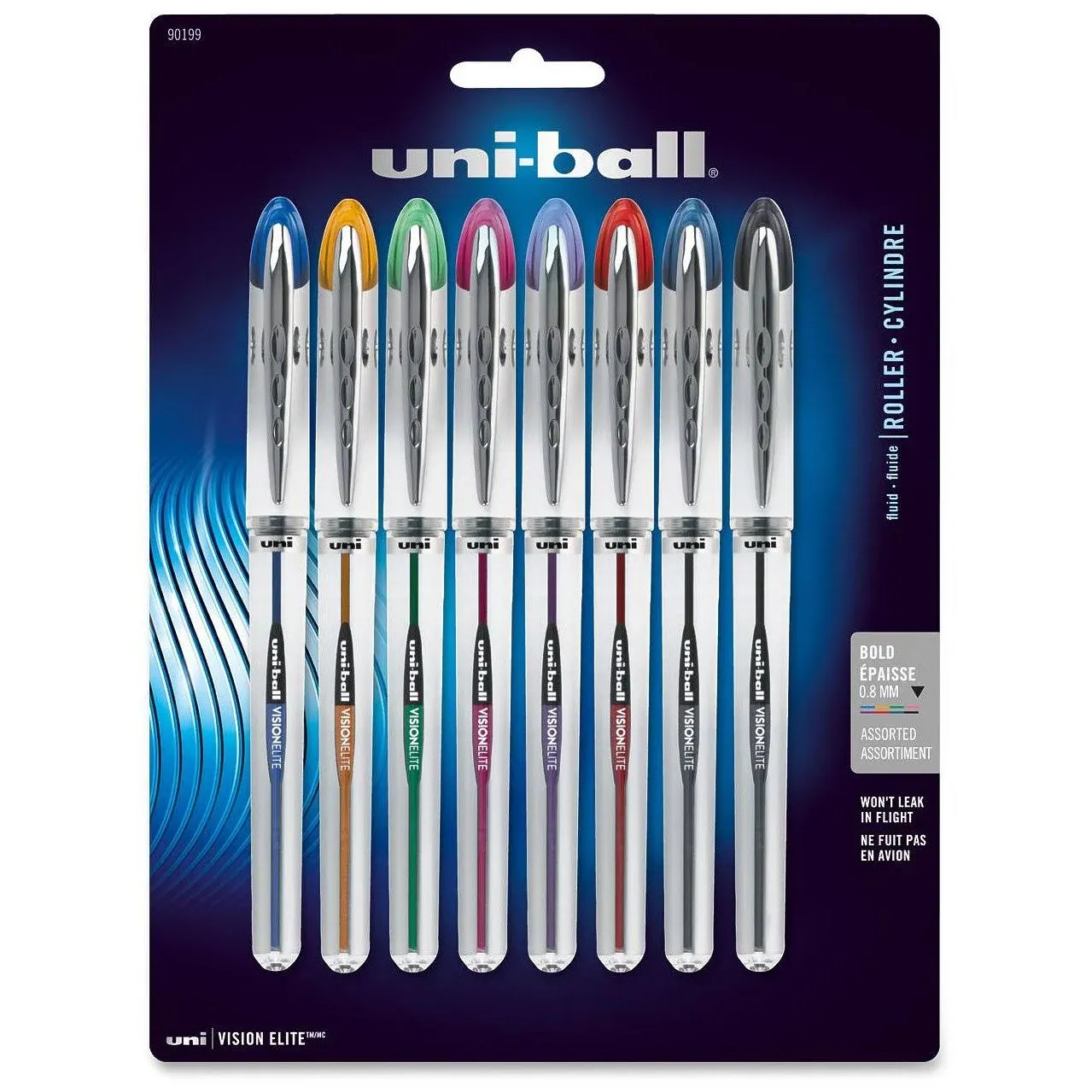 Uni-Ball Vision Elite Rollerball Pen, Assorted - 8 pack