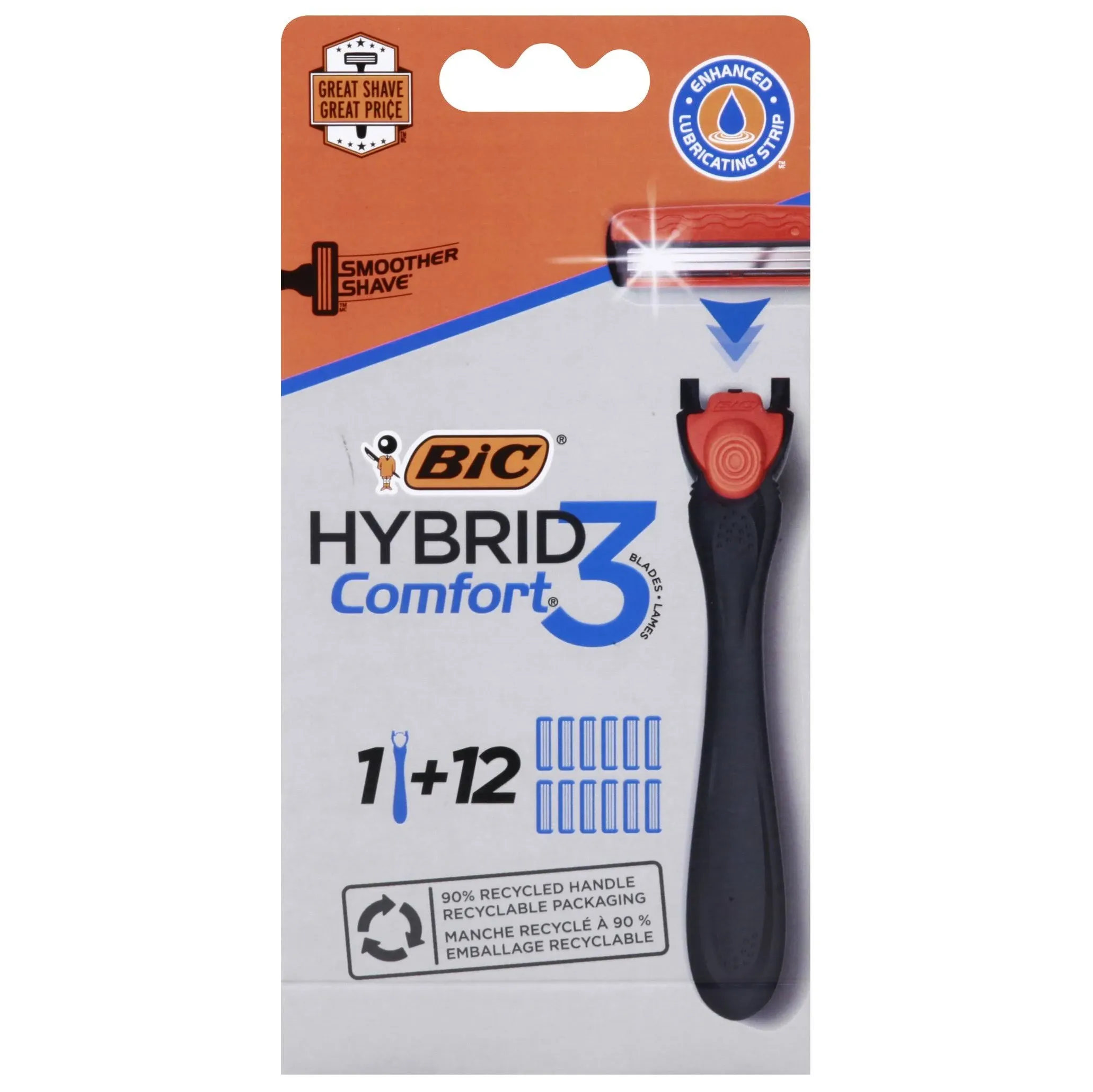 BIC Hybrid 3 Comfort Disposable Razor Men 12count