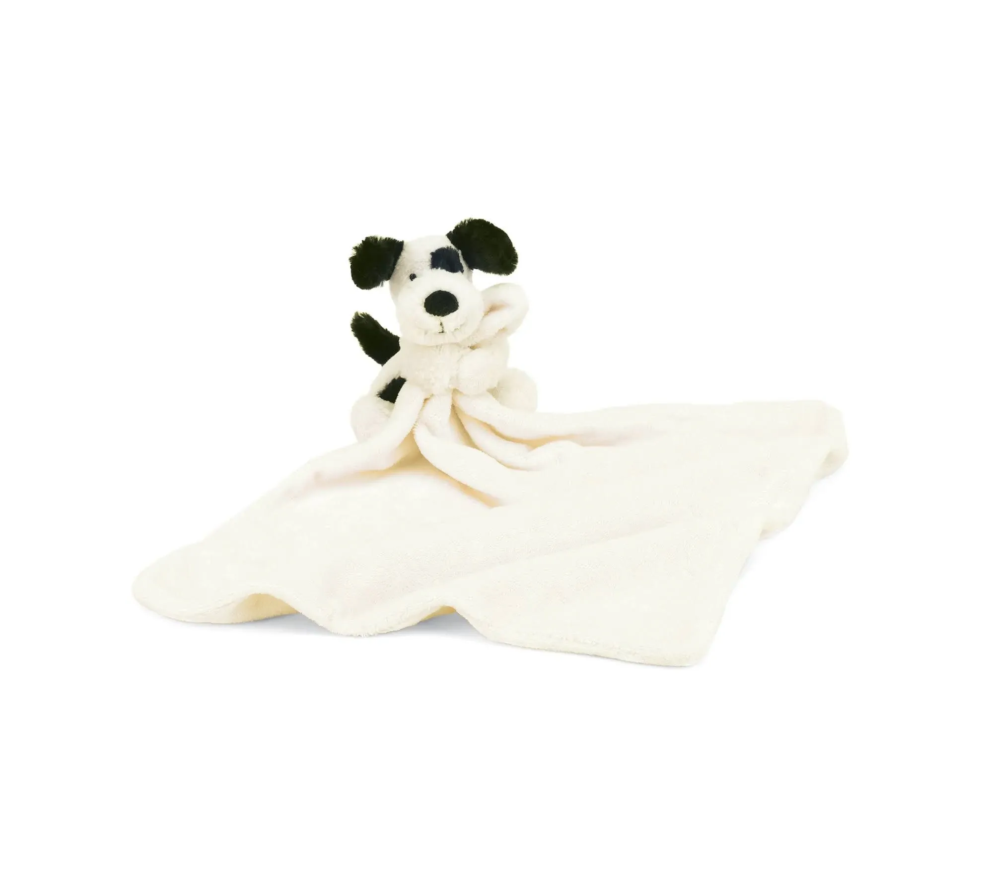 Jellycat Bashful Black and Cream Puppy Baby Stuffed Animal Security Blanket