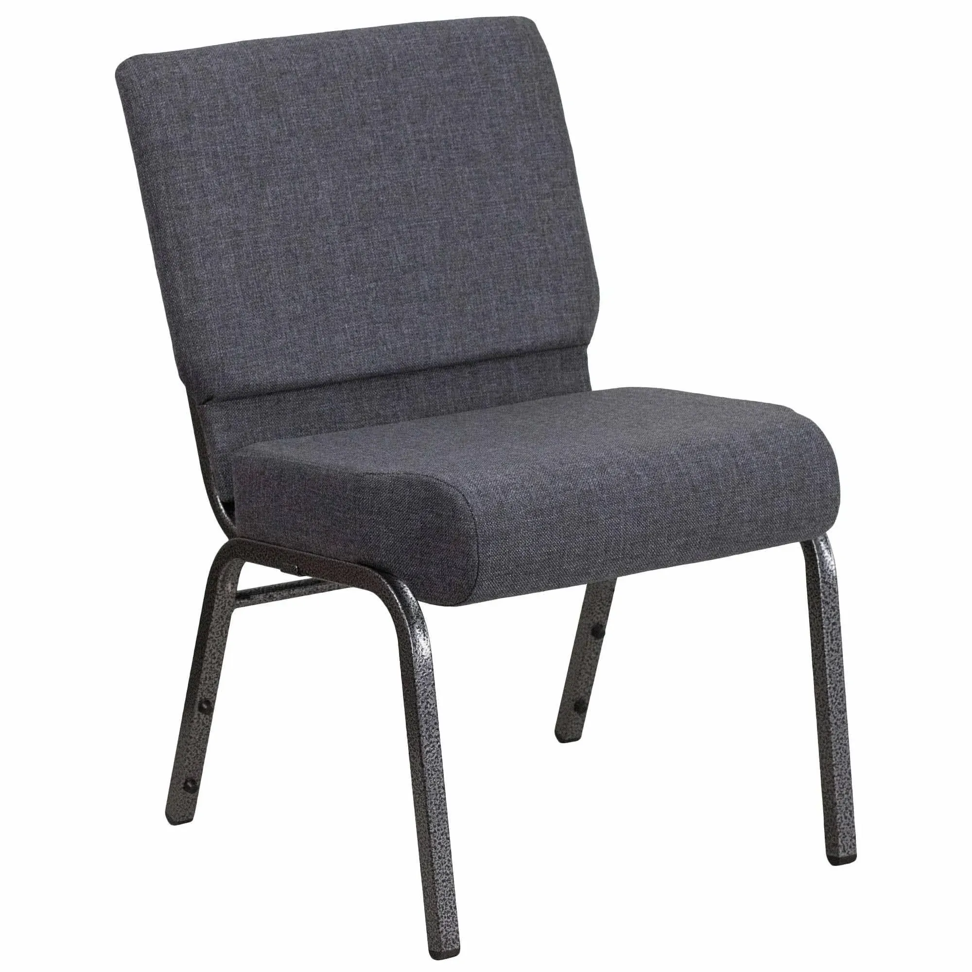 Flash Furniture Hercules Series 21 in. Church Chair in Dark Gray Fabric - Silver Vein Frame