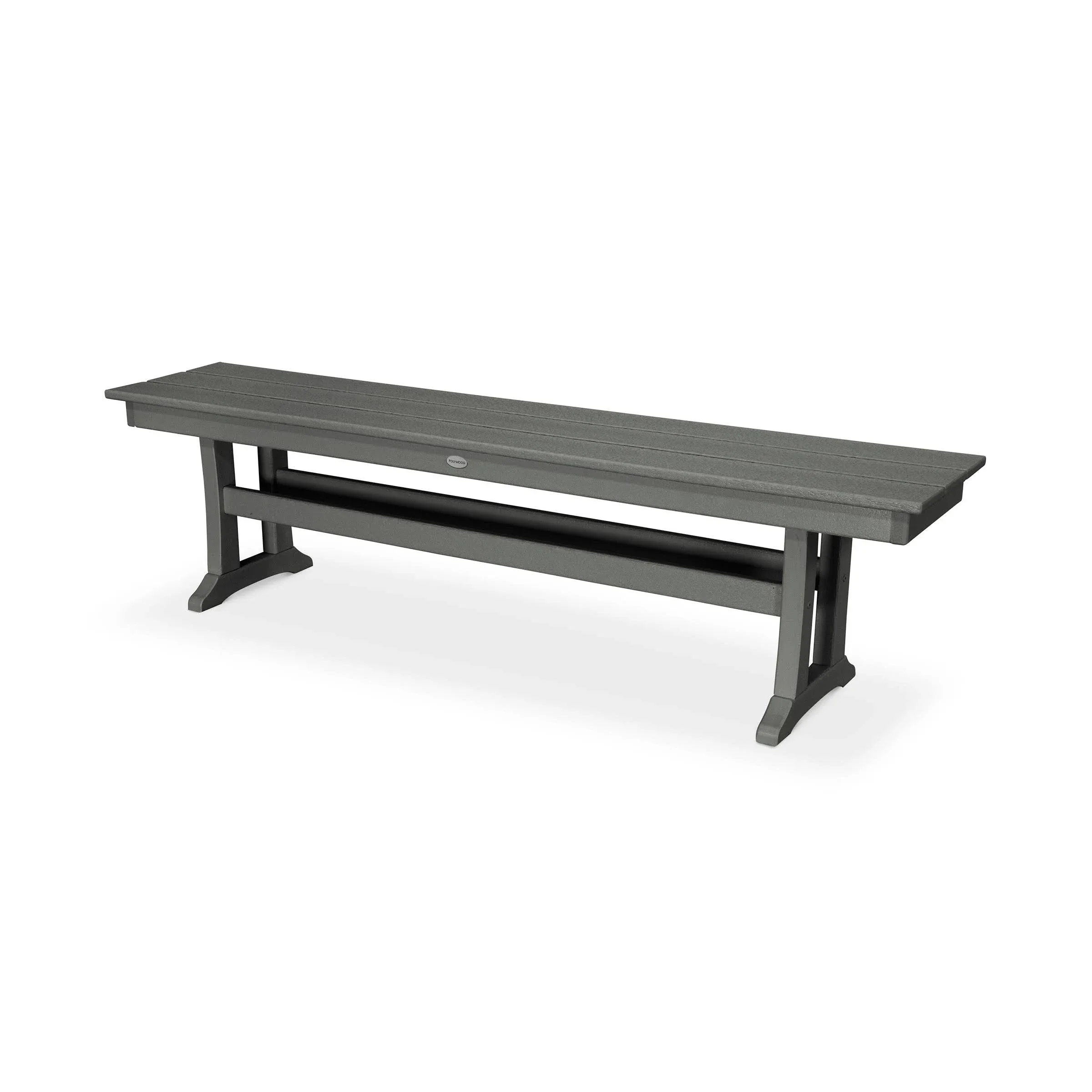 POLYWOOD Farmhouse Trestle 65" Bench Slate Grey