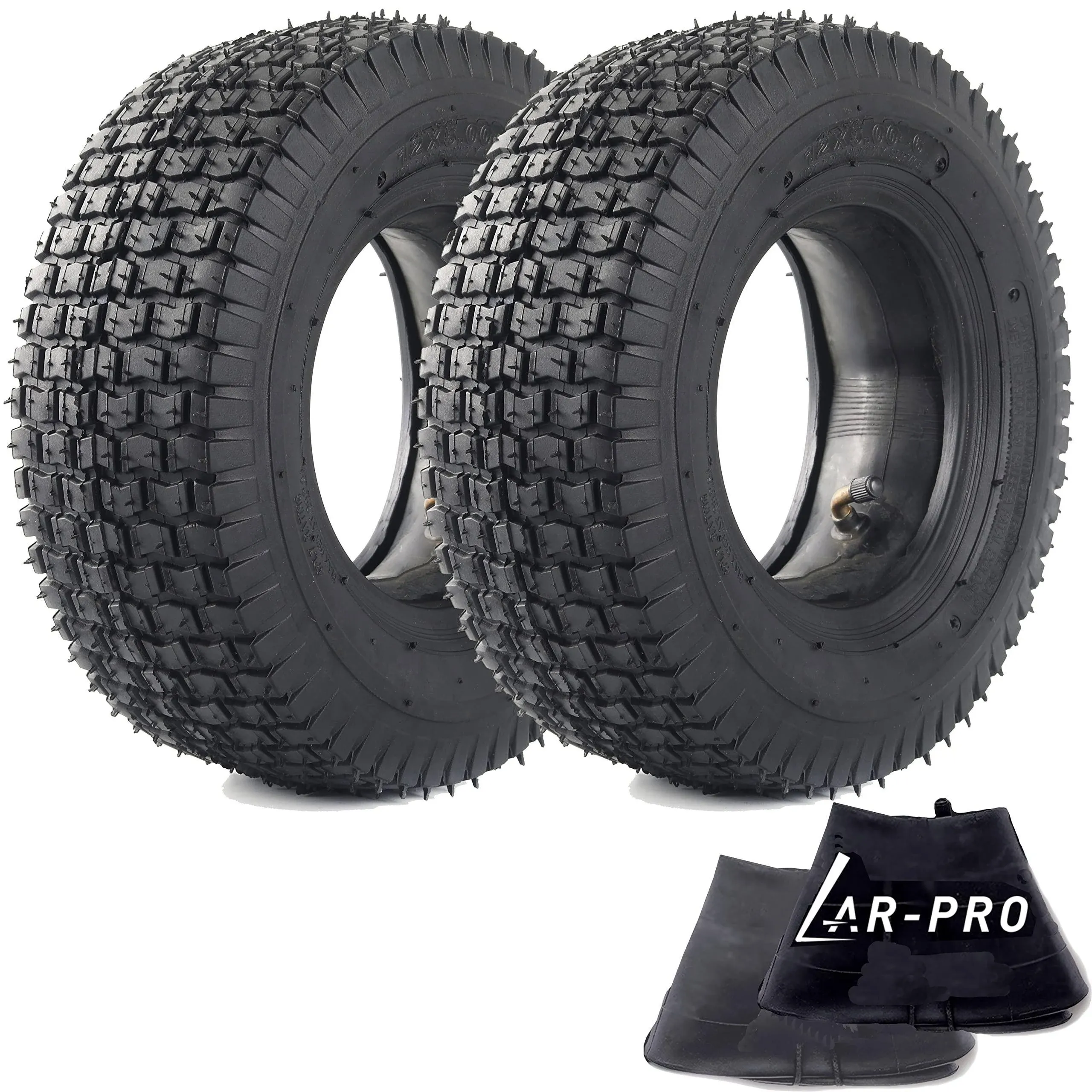 (2-Set) AR-PRO Exact Replacement 12x5.00-6" Tire and Inner Tube Sets for Razor Dirt Quad Versions 19+ - Compatible with Go-Karts, Lawn Mowers, and More - Quality Inner Tubes with Bent Valve Stems