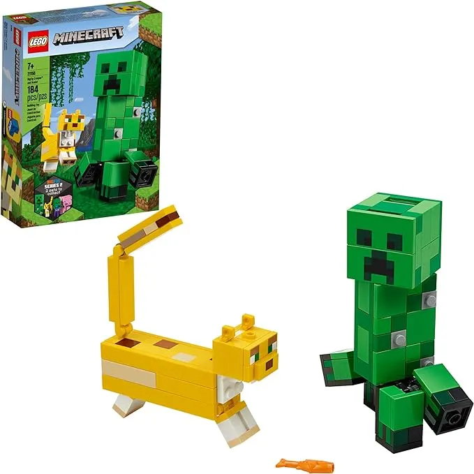 LEGO Minecraft Creeper BigFig y Ocelot Personajes 21156 Juguete para construir Minecraft Figura Set de regalo para jugar y decoración, nuevo 2020 (184 piezas)