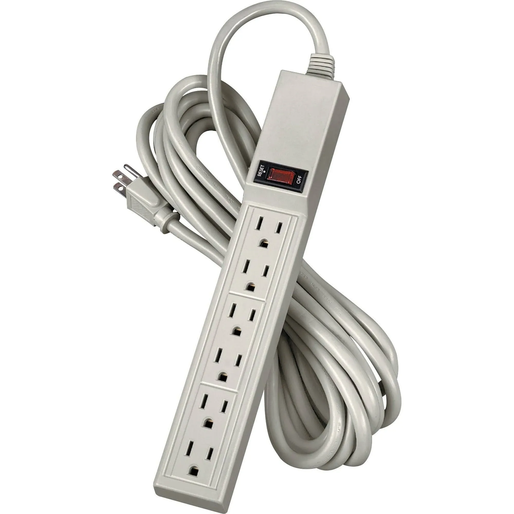 Fellowes Power Strip, 6 Outlets, 15 Ft Cord, Platinum