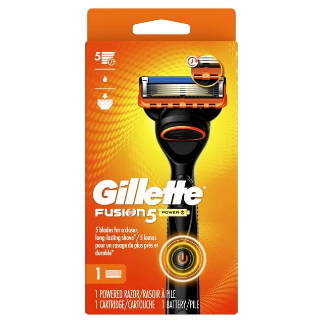 Gillette Fusion5 Men's Razor Value Pack, 1 Handle & 5 Razor Blade Refills, Black