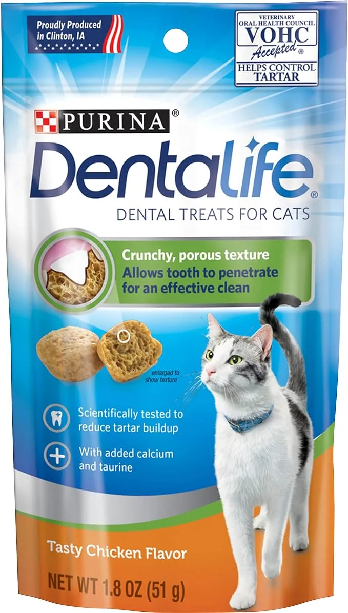 Purina DentaLife Made in USA Facilities Cat Dental Treats, Tasty Chicken Flavor - 19 oz