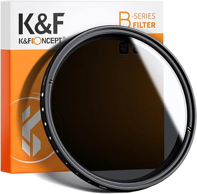 K&F Concept 72mm Variable ND2-ND400 ND Lens Filter (1-9 Stops) for Camera Lens, Adjustable Neutral Density Filter with Microfiber Cleaning Cloth (B-Series)K&F Concept 72mm Variable ND2-ND400 ND Lens Filter (…