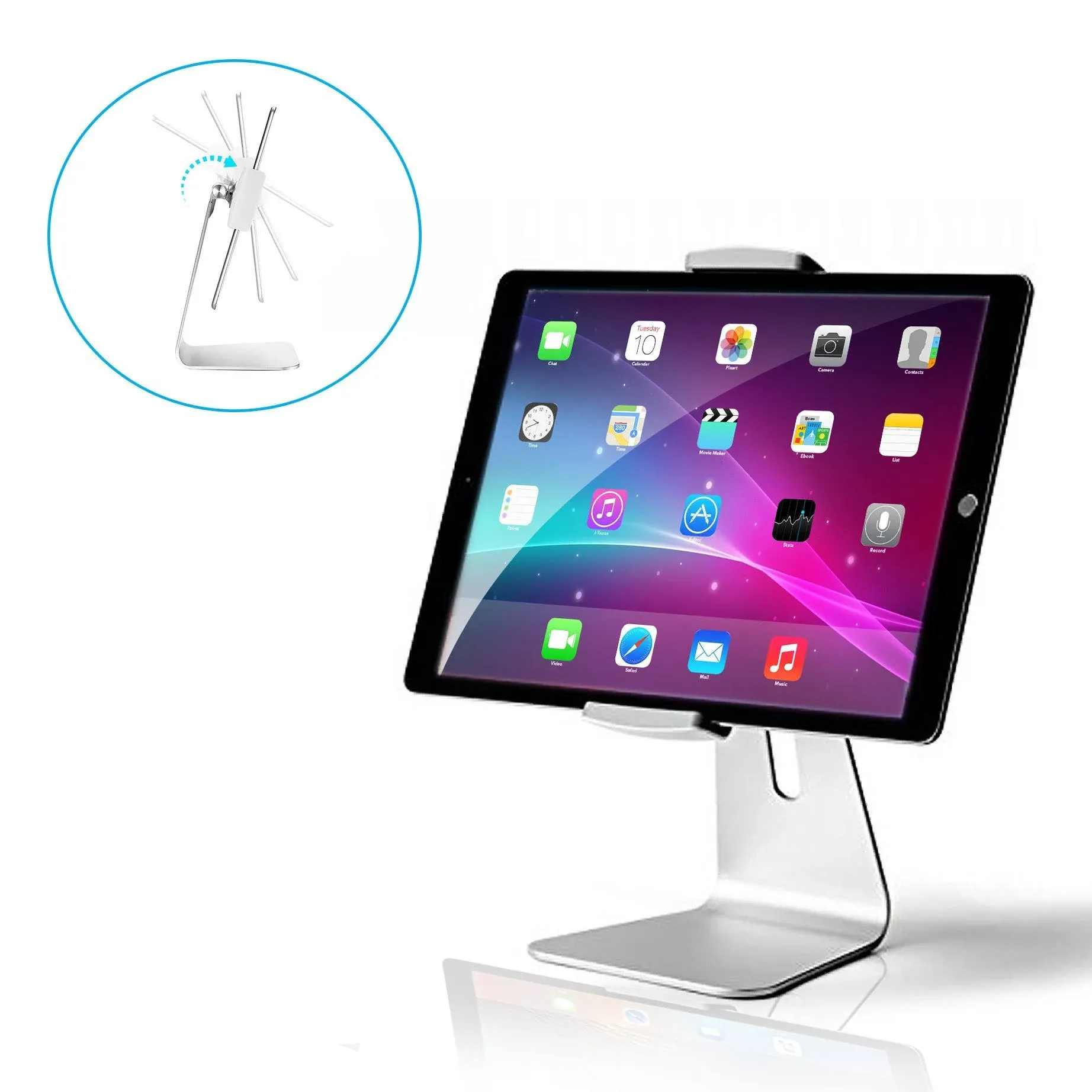 AboveTEK Elegant Tablet Stand, Aluminum iPad Stand Holder, Desktop Kiosk POS Stand for 7-13 inch iPad Pro Air Mini Galaxy Tab Nexus, Tablet Mount for Store Showcase Office Reception Kitchen Countertop