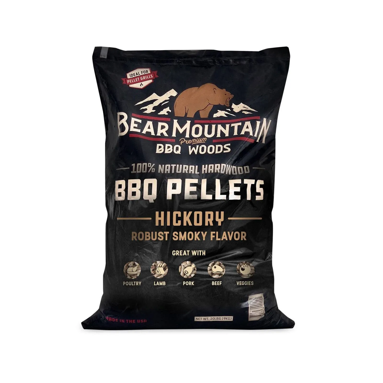 Bear Mountain Hickory BBQ Pellets - 40 lbs