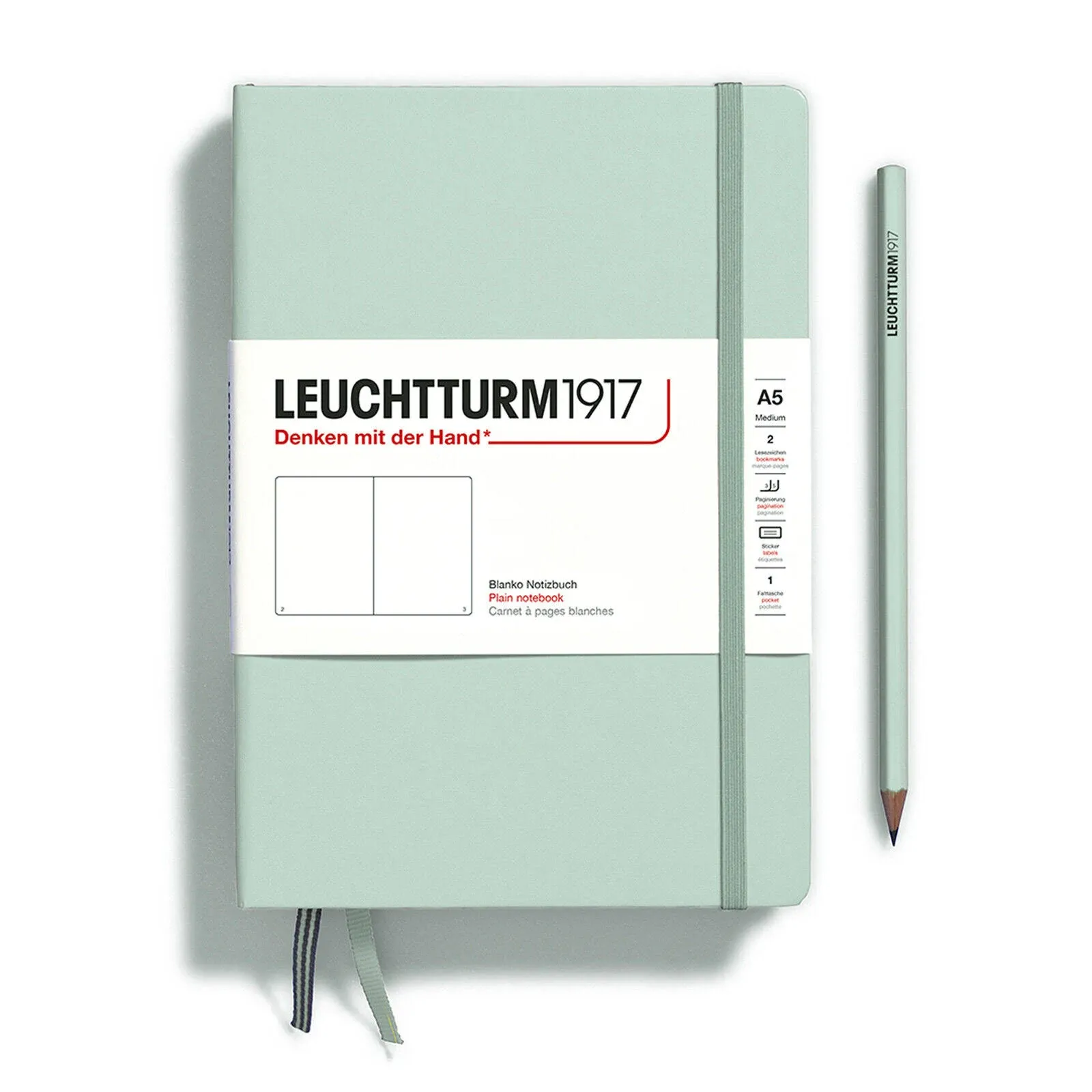 Leuchtturm1917 A5 Medium Hardcover Dotted Notebook - Mint Green