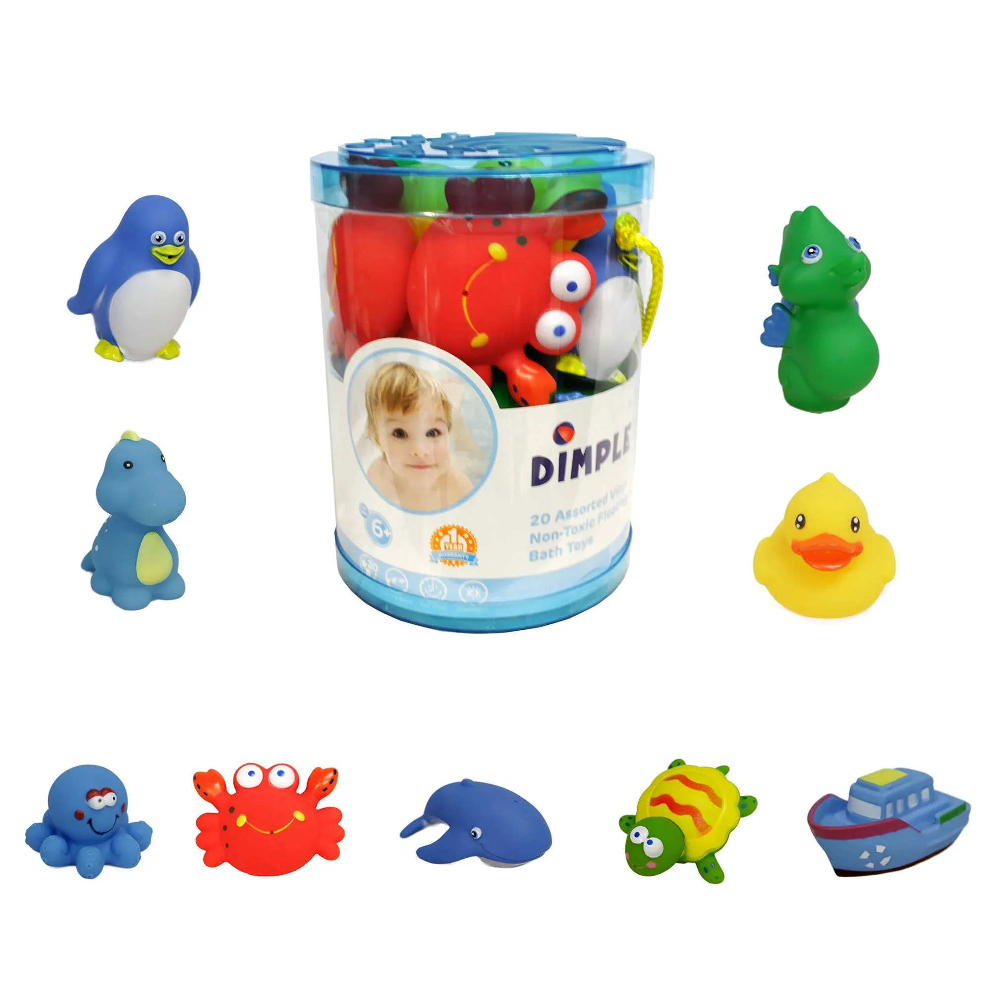 Dimple Set of 20 Floating Bath Toys, Sea Animals Squirter Toys for Boys &amp; Girls,