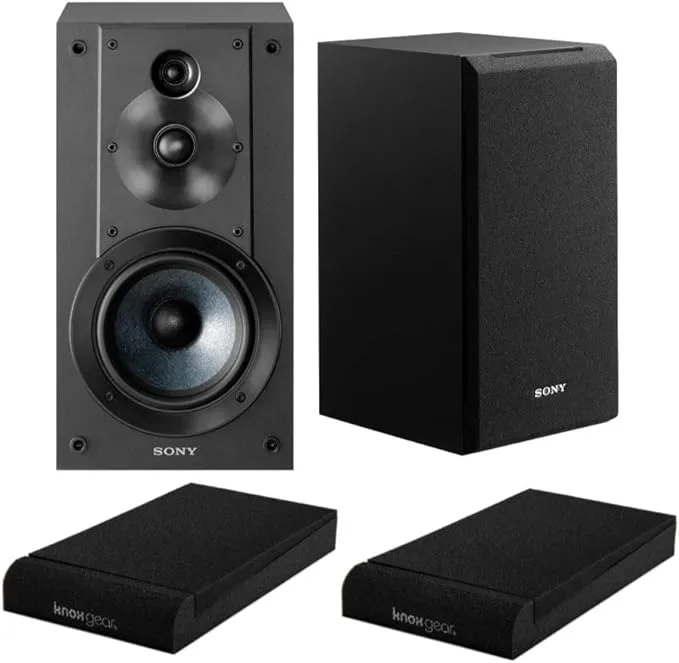 Sony SSCS5 3-Way 3-Driver Bookshelf Speaker System (Black) with Isolation Pads