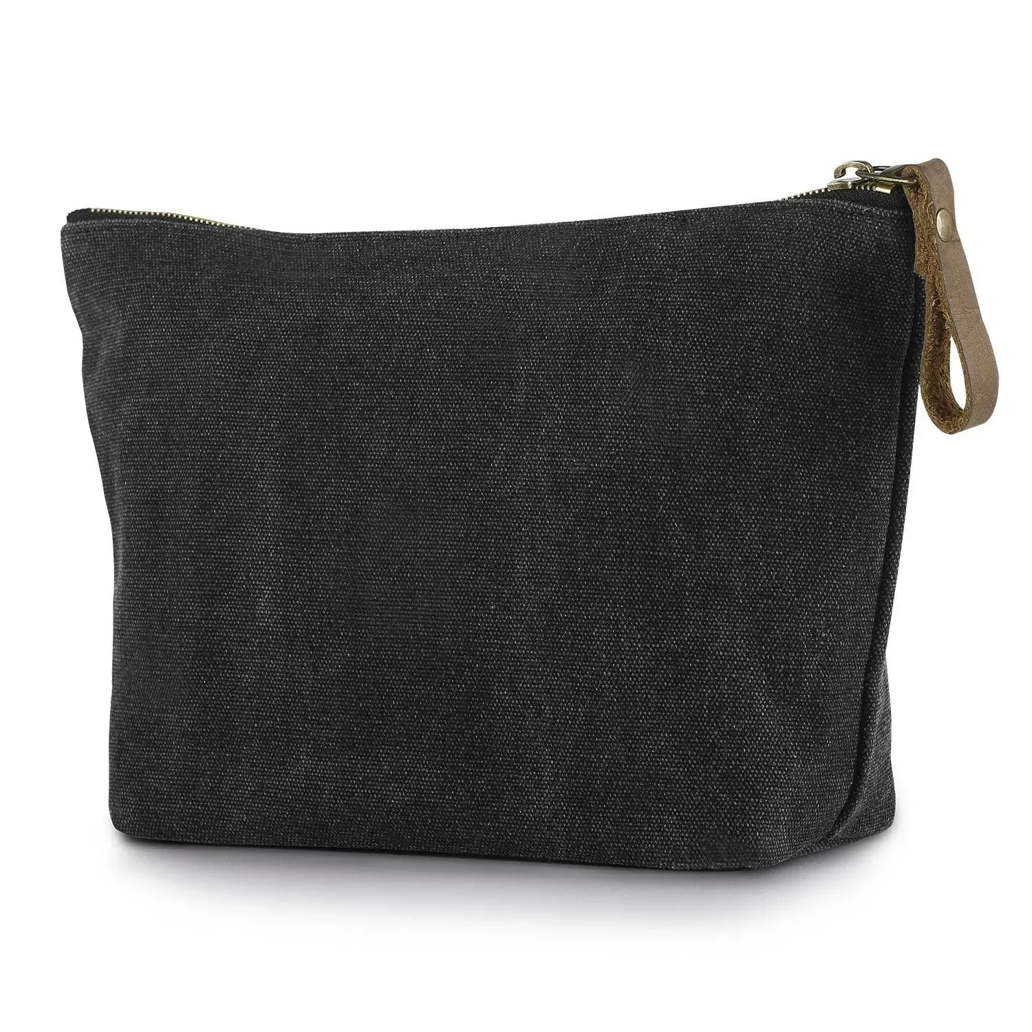 Smriti Canvas Large Makeup Bag Pouch Purse Handbag Organizer with Zipper - Dark Grey