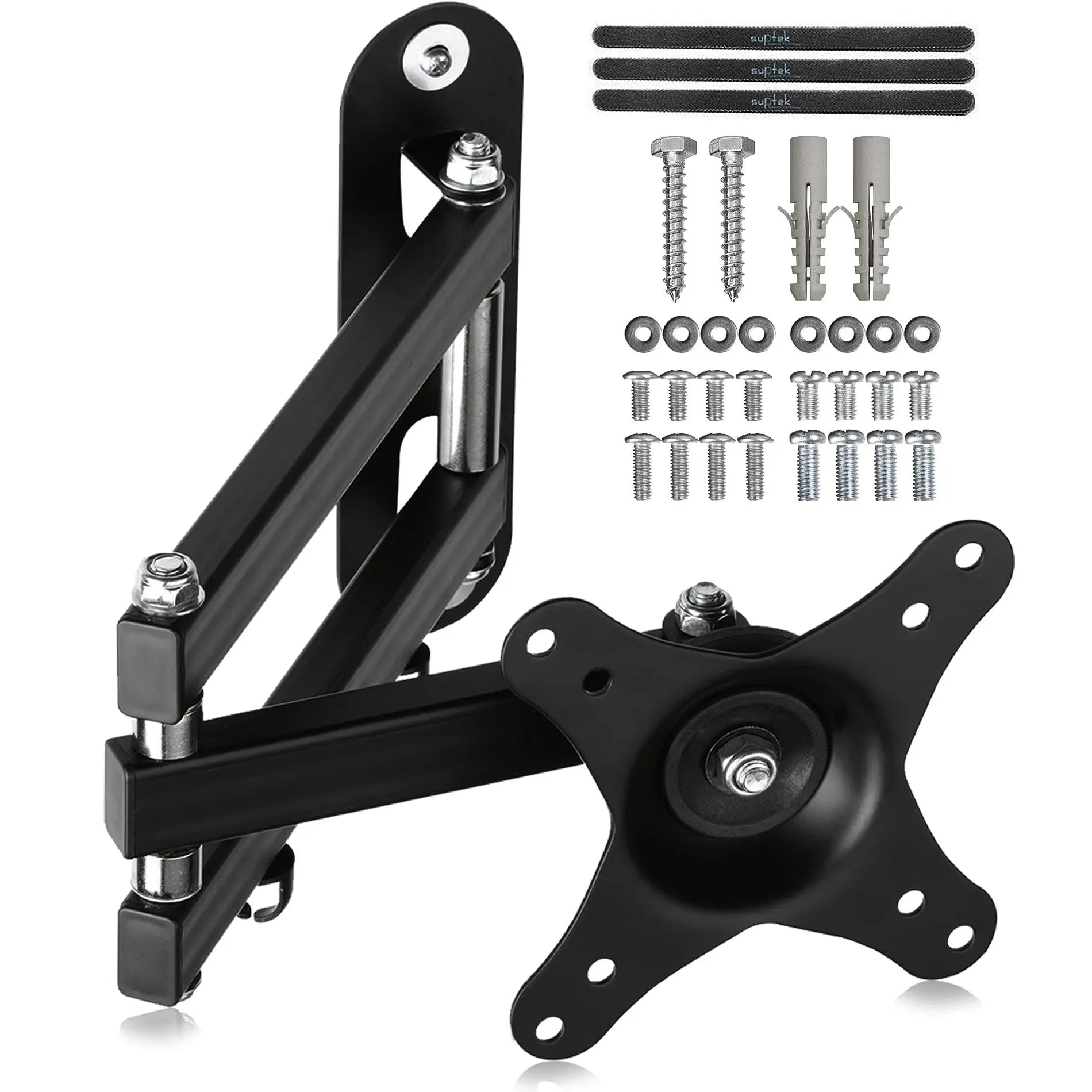 NEW SUPTEK ARTICULATING ARM  15&#034;- 27” SCREENS BLACK TV WALL MOUNT