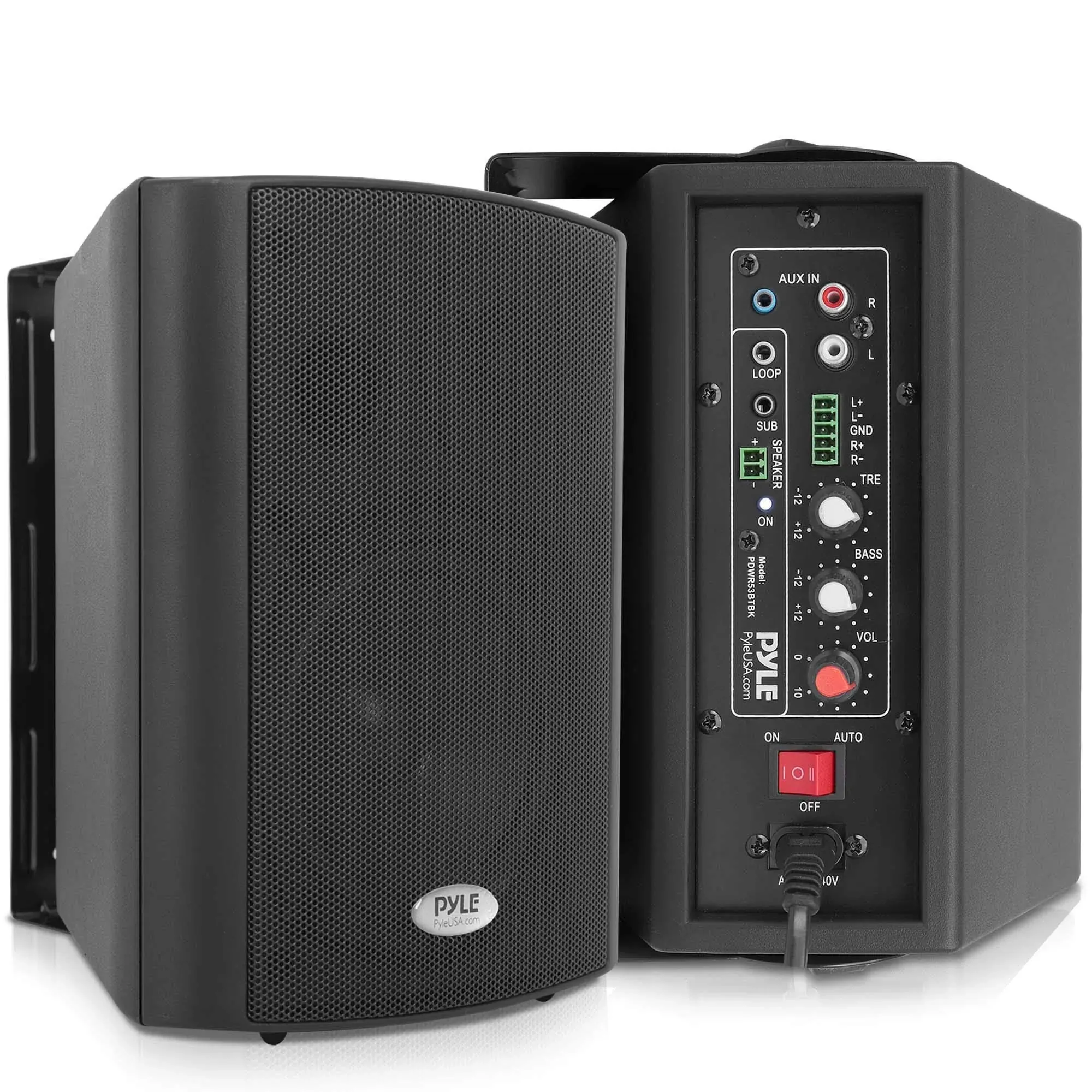 Pyle Wall Mount Home Speaker System Active Passive Mountable Pdwr53btbk - Black