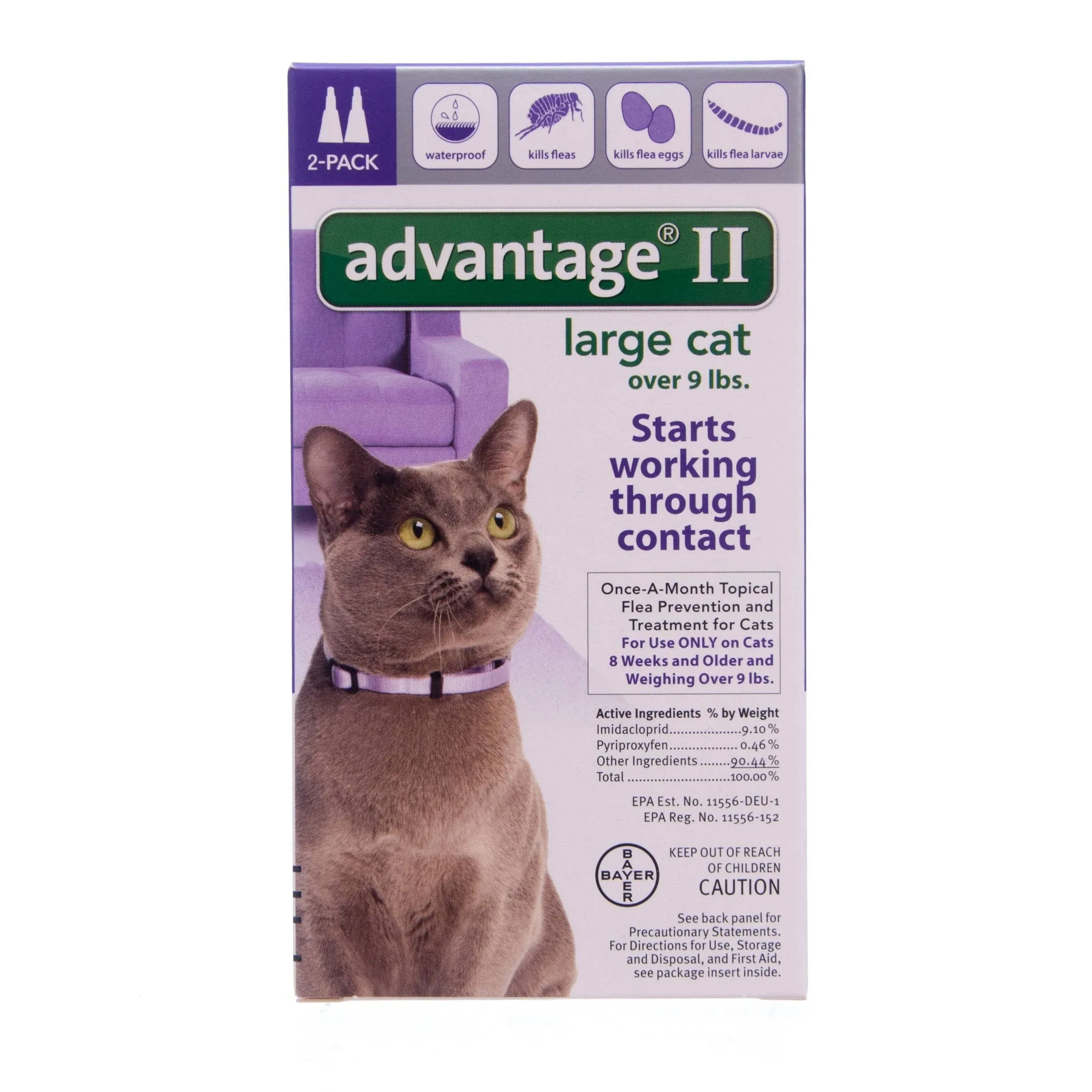 Advantage II Once-A-Month Topical Large Cat Flea Treatment - 2 count