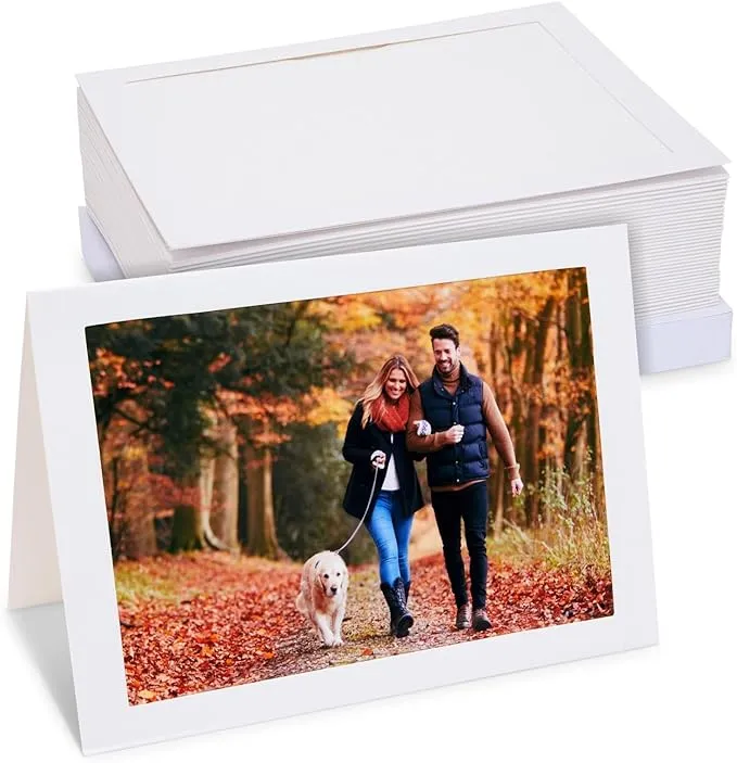 Best Paper Greetings 36 Pack Photo Frame Cards with Envelopes for 5 x 7 Inch Photo, White Personalized Cards With Envelopes for Wedding and Birthday