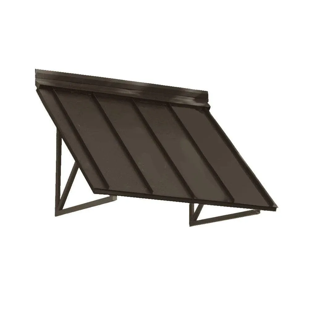 AWNTECH 8 ft. Houstonian Standing Seam Metal Door/Window Awning Fixed Outdoor Canopy 104 Inch W x 24 Inch Proj, Bronze