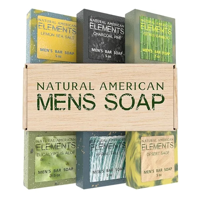 Natural American Mens Bar Soap - Masculine Scents, 100% All Natural Soap for Men - Essential Oils, Organic Shea Butter - Mens So