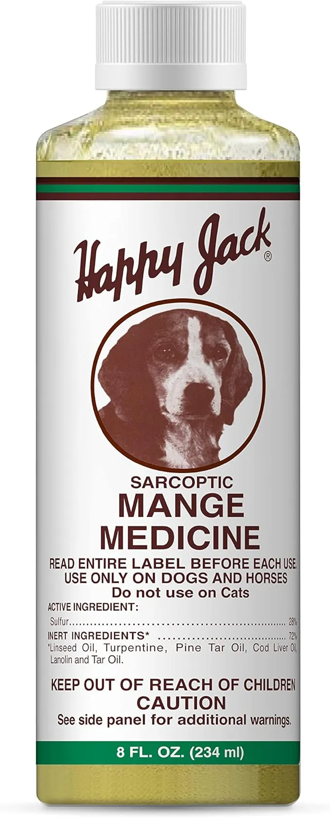 Happy Jack® Mange Medicine & Mange Treatment for Dogs & Horses - Brings Soothing Itch Relief to Hot Spots, Severe Mange, Fungi, Allergies, Eczema & Most Dog Skin Irritation (8 oz)