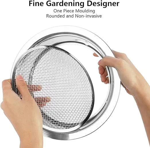 Rock Garden Sieve Soil Sifter - Stainless Stackable Gardening Sifting Screen Pan Soil Sand Sieve,Compost Sifter Contain 3 Sieve Mesh,Metal Dirt