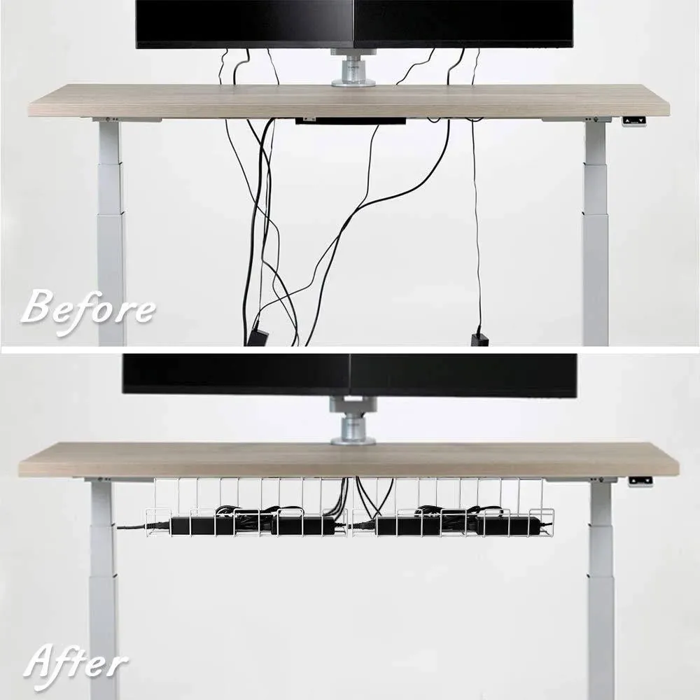 2 Packs Cable Management Tray, 40cm Under Desk Cord Organizer for Wire Manage...