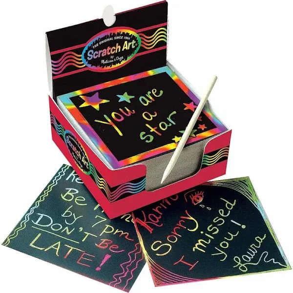 Melissa & Doug Scratch Art Rainbow Mini Notes (125) With Wooden Stylus - Color Scratch Art Mini Notes, Party Favors, Stocking Stuffers, Arts And Crafts For Kids