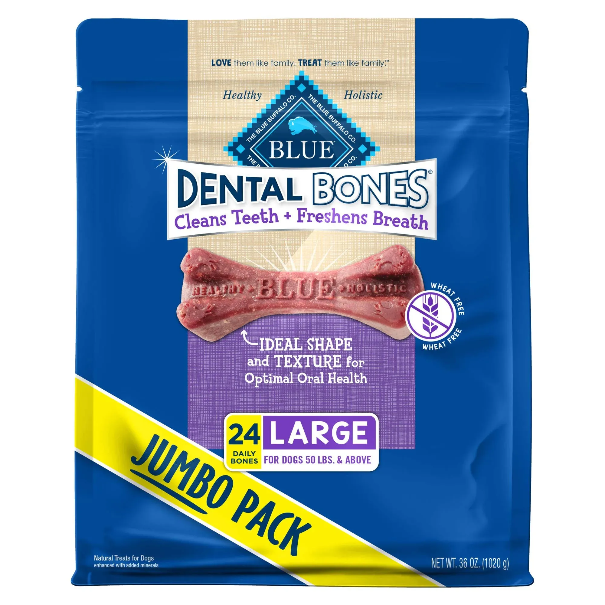 Blue Dental Bones, Large, Super Value Pack - 24 bones, 36 oz