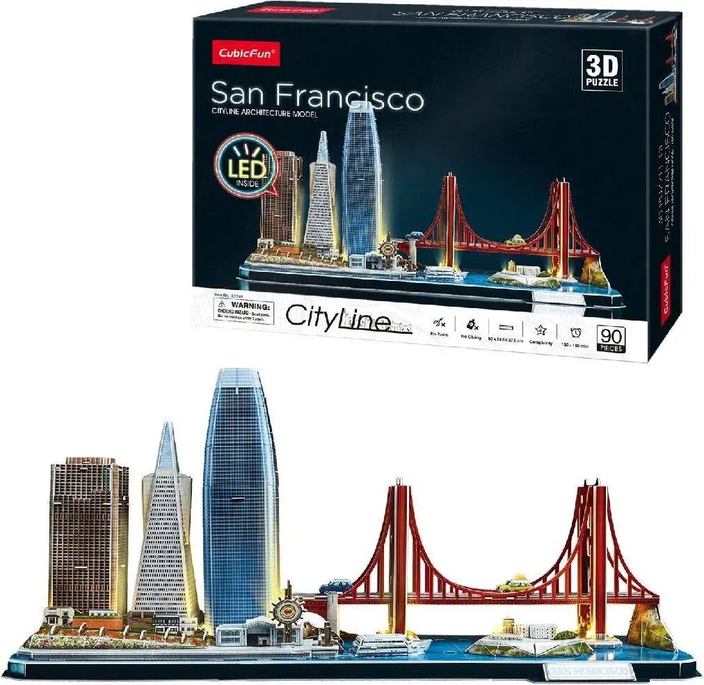 CubicFun 3D Puzzles for Adults Kids LED San Francisco Cityline Collection Model ...