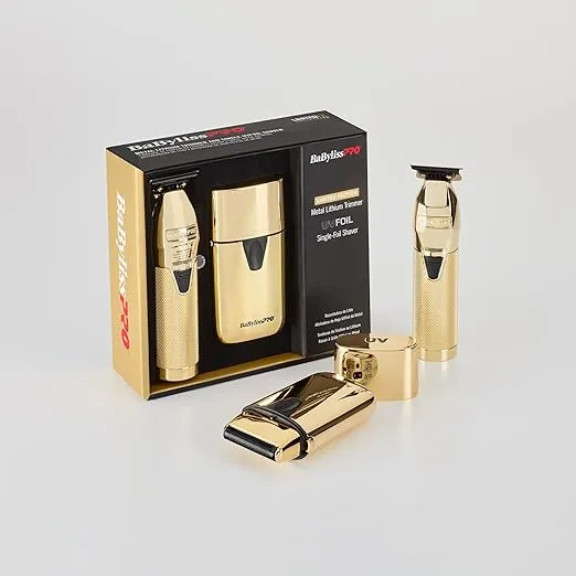 BaBylissPRO Limited Edition Gold FX Trimmer and UV Single-Foil Shaver Set