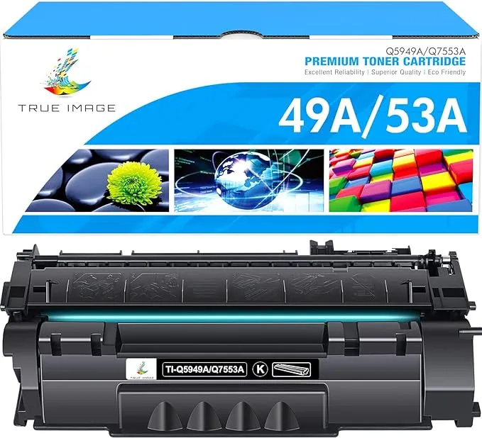 TRUE IMAGE Compatible Toner Cartridge Replacement for HP 49A Q5949A 53A Q7553A 49 Q5949 for 1320 1320n 3390 1160 1320tn 1320nw 3392 P2015 P2015dn Printer Ink (Black, 1-Pack)