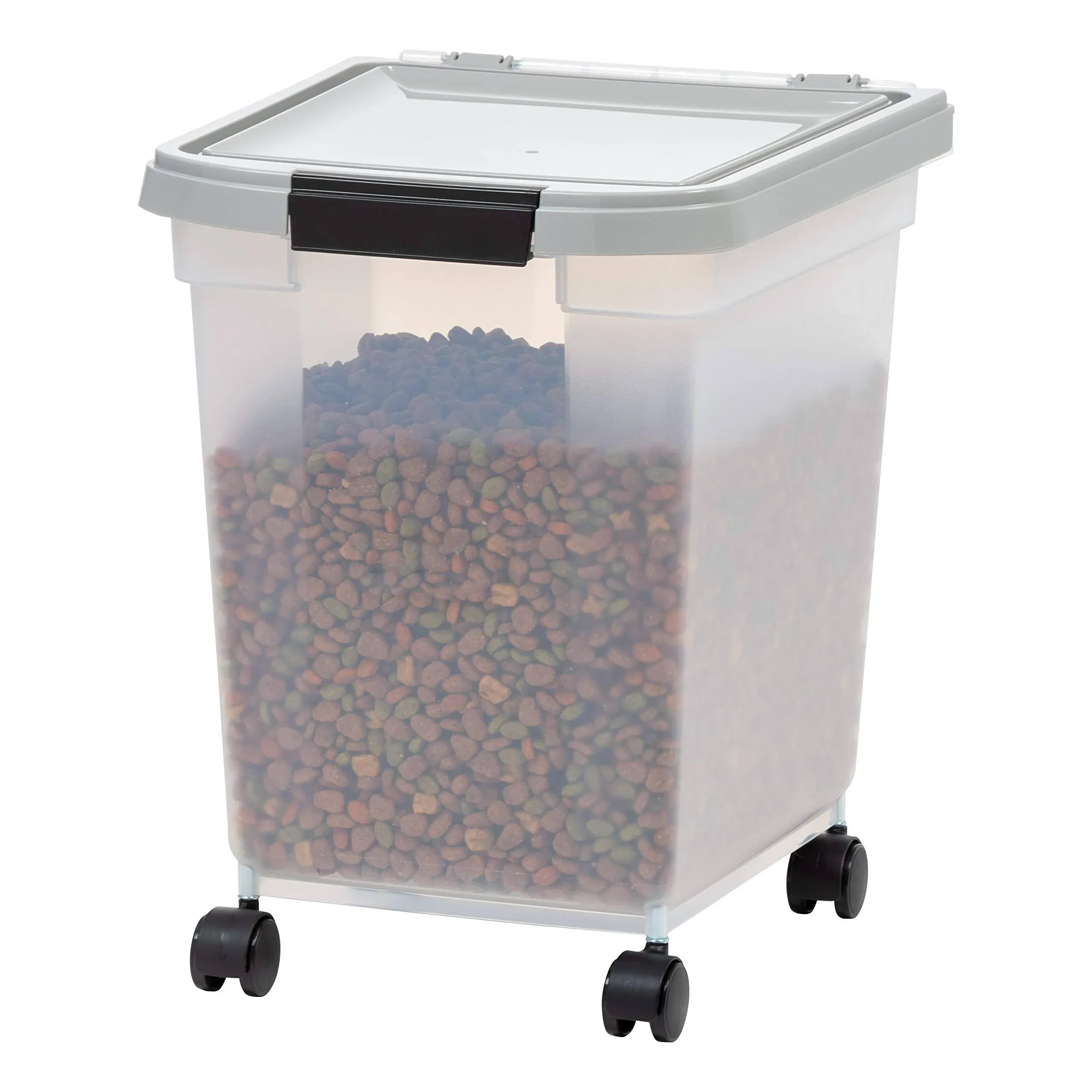 Iris USA 25Lbs/32.5Qt Airtight Pet Food Storage Container with Casters, Gray