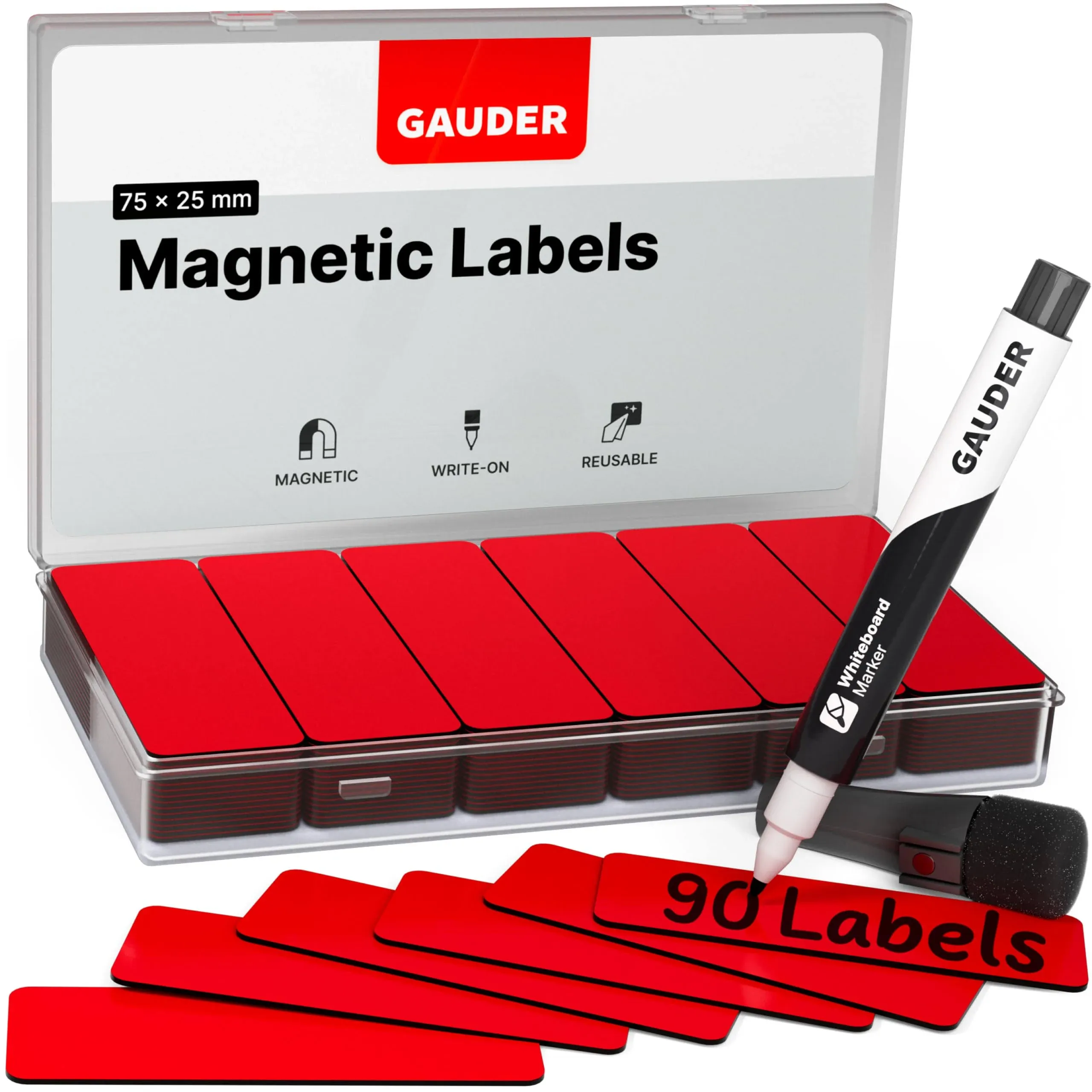 GAUDER Magnetic Dry Erase Labels | 90X Magnetic Labels (3 Inches x 1 inch) | Dry ...