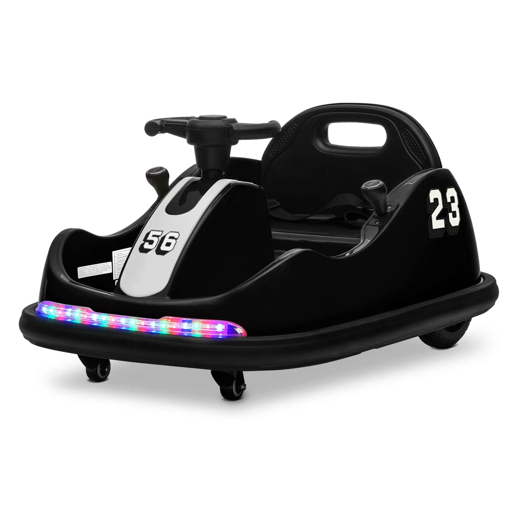 Kidzone 12V Kids Electric Ride on Bumper Car 360 Spin, 7 Colors - Black