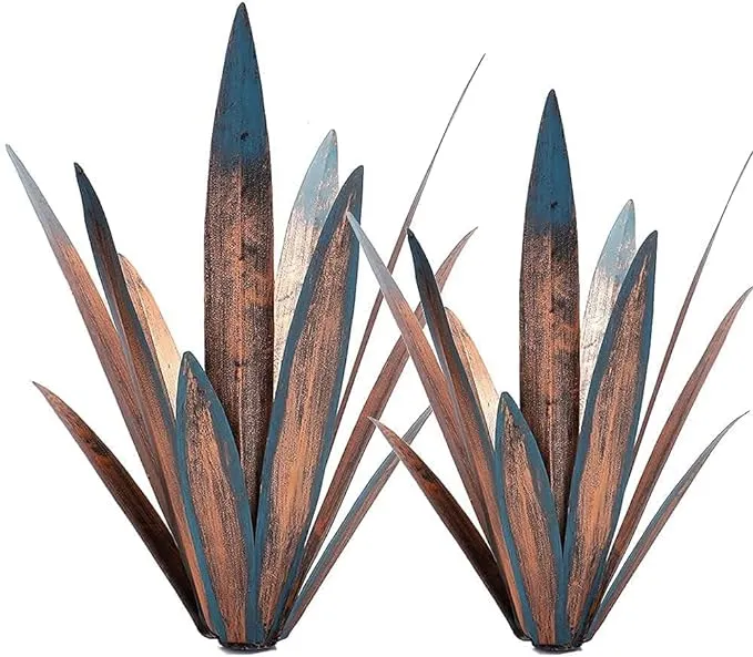 Jesokiibo 2pcs Tequila Rustic Sculpture Metal Agave Plant Home Decor Rustic Hand ...