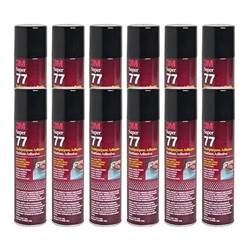 (Pack of 12) 3M SUPER 77 Spray Glue 7.3 oz Adhesive for Foil Plastic Paper Foam Metal