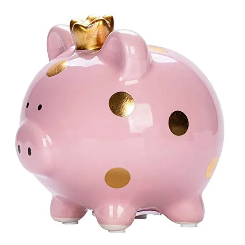 YJNSFT Piggy Bank for Girls, Small Ceramic Toddler Money Saving Bank for Boys, Porcelain Decor Coin Box, Little Decoration Pig Money Container, Unique Birthday Christmas New Year Gift for Kids (Pink)