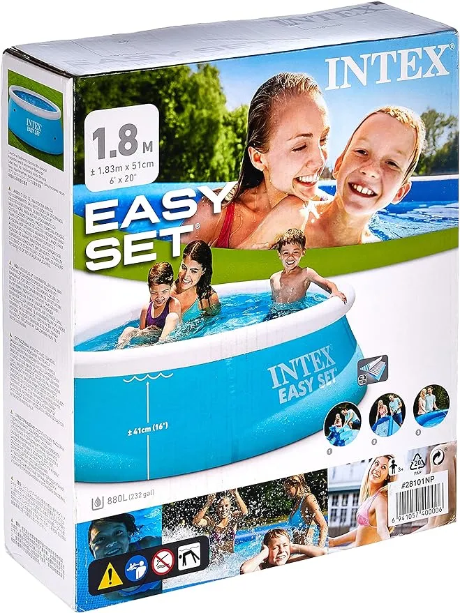 Intex 6ft x 20in Easy Set Inflatable Swimming Pool - Aqua Blue | 28101EH (54402E)