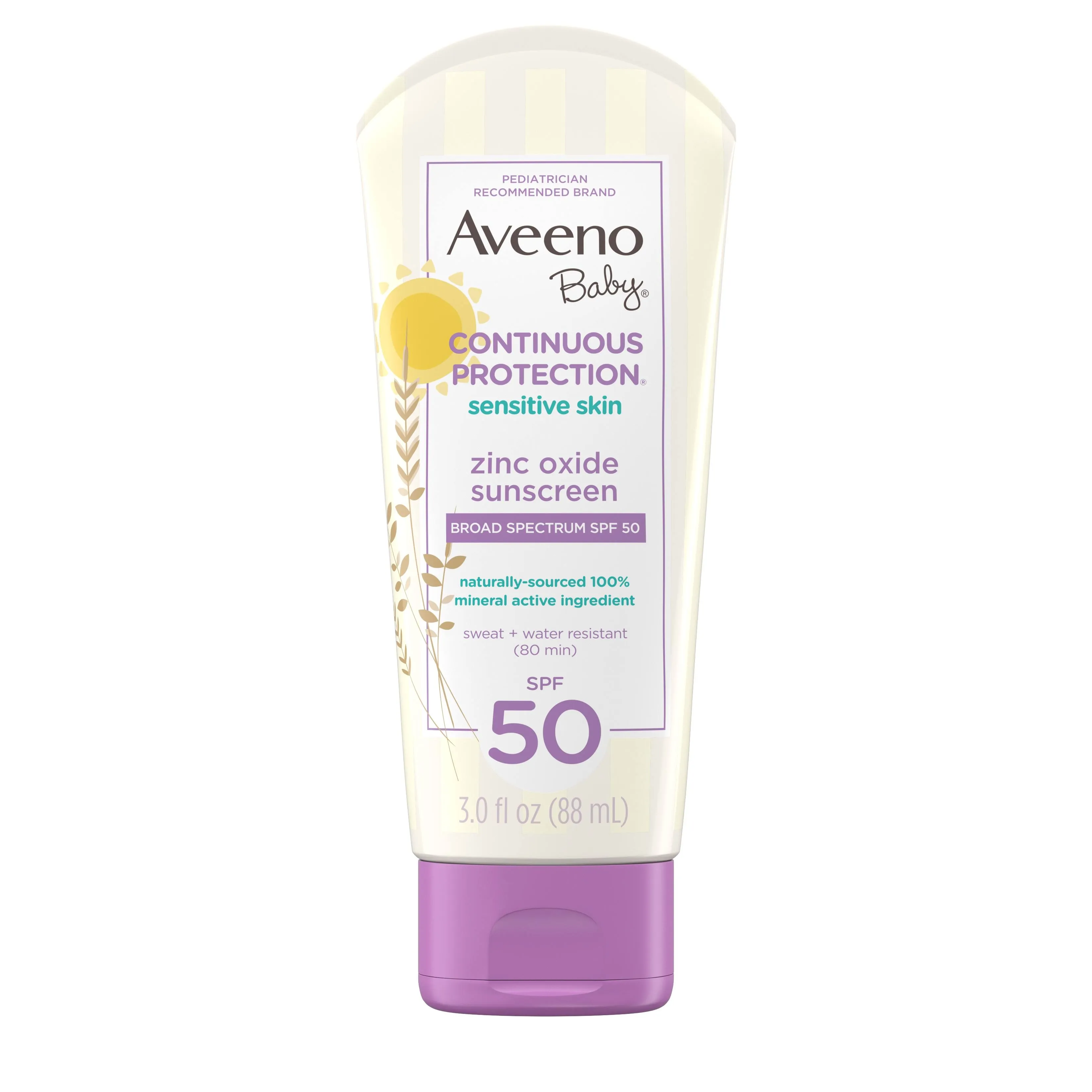 Aveeno Baby Continuous Protection Zinc Oxide Mineral Sunscreen, SPF 50 - 3 oz | CVS