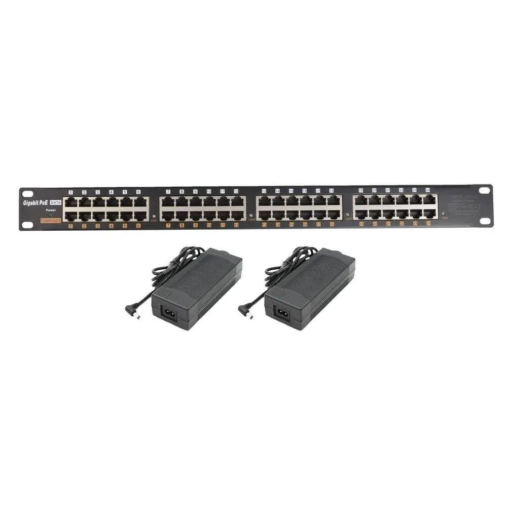 24-Port Gigabit Rack Mount PoE Injector with 56V240W Power Supplies