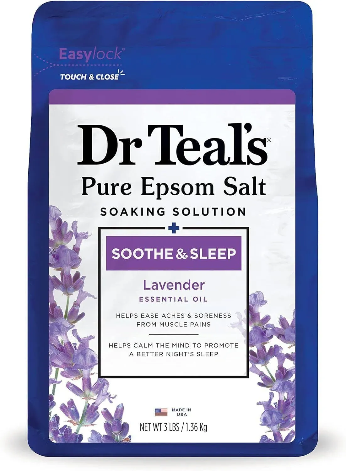 Dr Teal's Pure Epsom Salt Soaking Solution Soothe & Sleep with Lavender 1.36kg