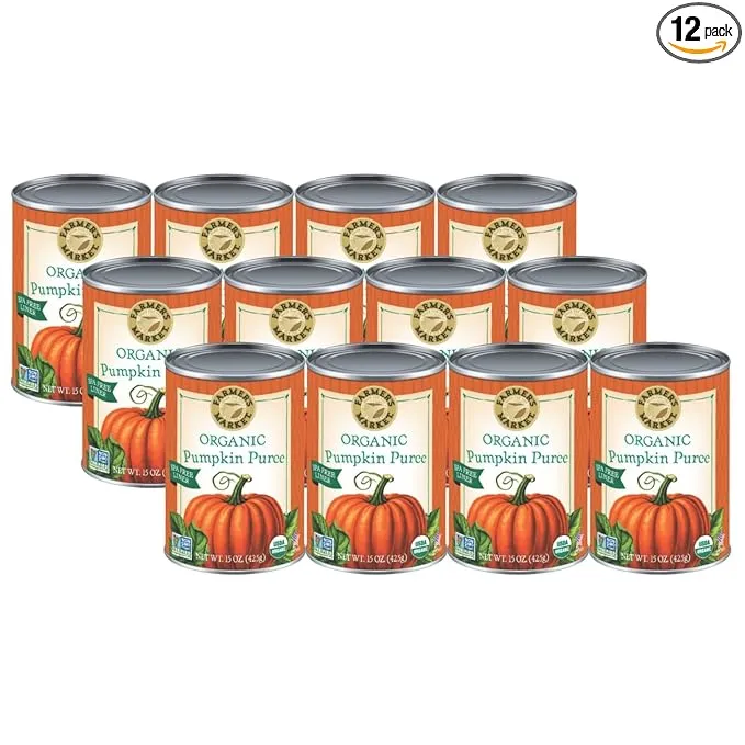 Farmer's Market Foods Canned Organic Pumpkin Puree, 15 Ounce (Pack of 12)