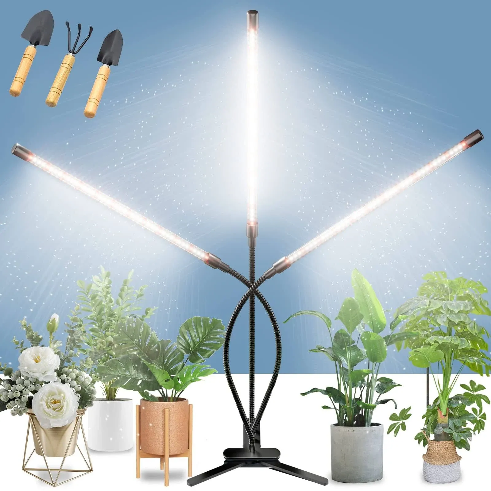 BAEDAOD Grow Lights for Indoor Plants, BAEDAOD 6000K 135 LEDs Grow Light for Seed Starting with Full Spectrum, Clip Plant Lights with fl