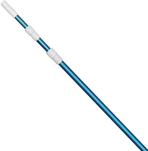 POOLWHALE Professional 12 Foot Blue Anodized Aluminum Telescopic Swimming Pool Pole,Adjustable 3 Piece Expandable Step-Up,for Skimmer Nets, Vacuum Heads and Brushes, Strong Grip & Lock