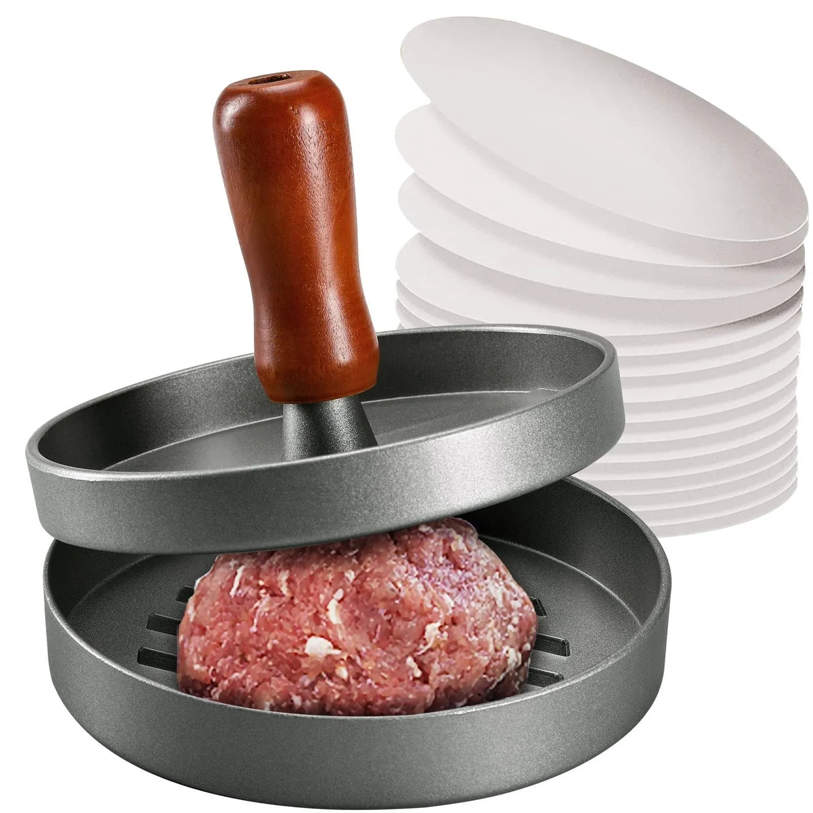 PIQUEBAR Burger Press Patty Maker Stainless Steel Hamburger Mold Non-Stick with ...